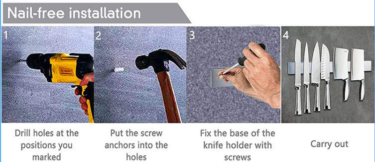 Convenient 10 Inch Silicon Magnetic Knife Holder Knife Rack for Easy Access to Knives