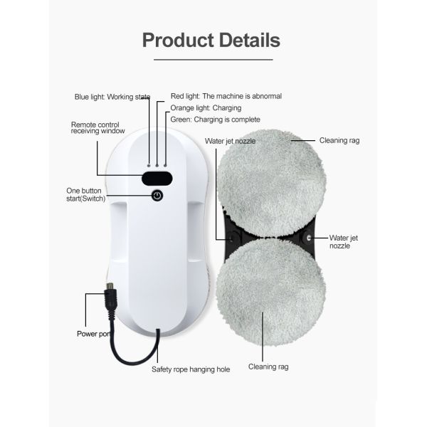 Ultra-Thin Electric Water Spray Robot for Household Bath and Exterior Cleaning US Plug Type