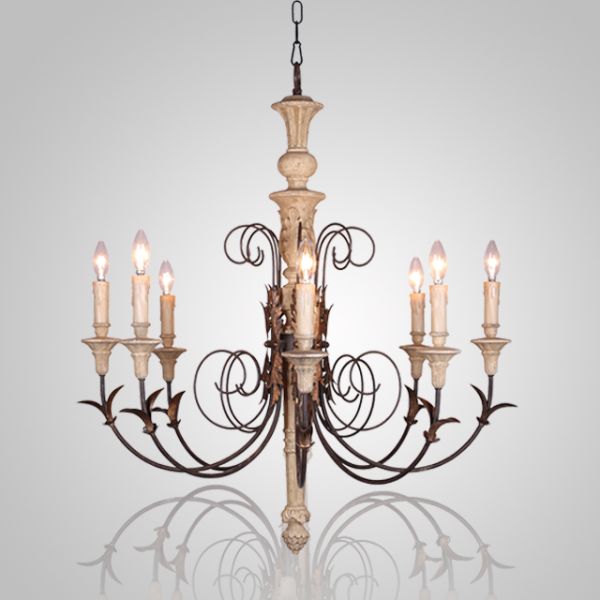 French wood chandelier Industrial style for home decoration (WH-CI-22)