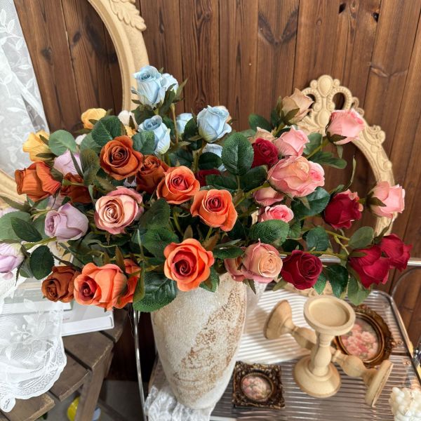 Simulated Flower Roses, 6 Head Dora Rose Waterfall, Fake Flower Decoration,