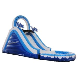 Quality Mini Inflatable Water Slide With Double And Quadruple Stitching Blue And White for sale