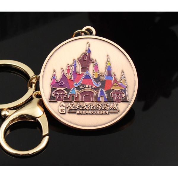Custom metal keychain cultural tourism city logo building souvenir commemorative various DIY design keychain