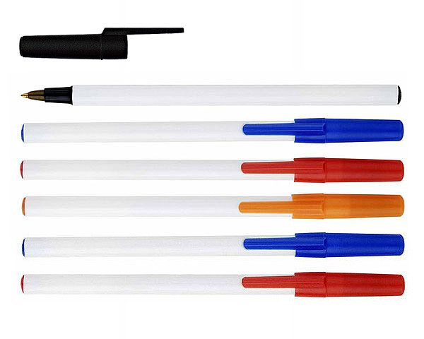 Buy white barrel simple stick ball pen, BIC stick pen, BIC style cheap pen, long writing at wholesale prices