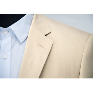 Formal Beige Mens 2 Piece Suit Wedding Business Long Clothing Length