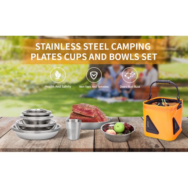 camping plates and bowls set 