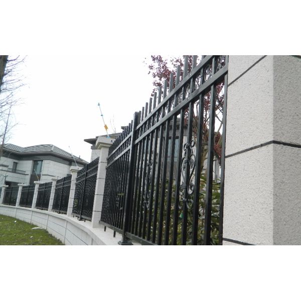 Powder Coated Galvanized Steel Tubular Ornamental Spear Top black outdoor model metal fence,Galvanized Garrison fencing