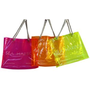 China PVC Reusable Transparent Fabric Carrier Bags With Customized Logo on sale