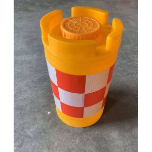 Red And White Reflective Isolation Piers At Highway Intersections