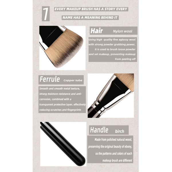 A17 Dry And Wet Dual-Use Foundation Powder Brush With Animal Hair
