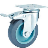 Quality Swivel Grey TPR caster with total brake , 2&quot;-5&quot; light medium duty themopplastic rubber Castor Moving wheel for sale