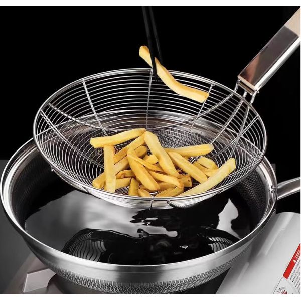 Buy 201 stainless steel household spoon filter with wooden handle at wholesale prices