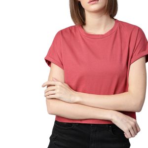 China New Arrival Custom Logo Workout Fit Solid Round Neck Casual Crop T-Shirt For Women on sale