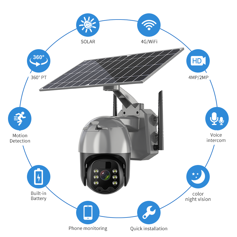 4g Wifi Solar Battery Camera Waterproof P2p Cctv Camera 1080p Outdoor Pir Alarm Motion Detection Ptz Camera