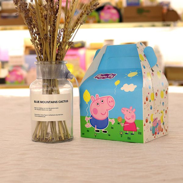 Top Seller Cute Cartoon Peppa Pig , Happy Lamb , Bear Cupcake Muffin Cake Boxes Removable Inserts with Handle