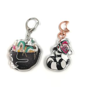 Custom Clear Printed Double Glitter Epoxy Resin Acrylic Charms Keychain for Gift