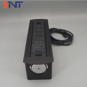 Hidden office motorized flip up power data desktop socket outlets