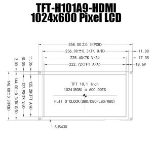 10.1 Inch HI IPS 1024x600 TFT LCD Module Display Sunlight Readable With