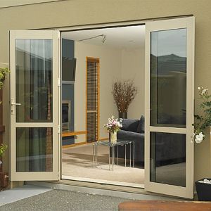 Restaurant Double Hinged Aluminium Doors Fire Prevention