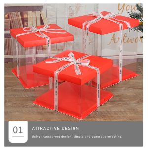 Customized Recycled birthday cake packaging With Plastic Window