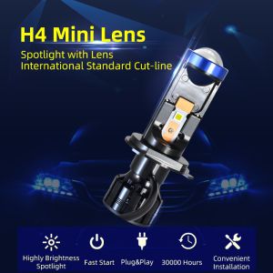 Super White Projector 10000Lm Mini Car Light Led H4 Projector Lens Hi/Lo Beam H7