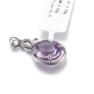 1.99g Pear Shaped Amethyst Pendant Unisex February Birthstone Charms