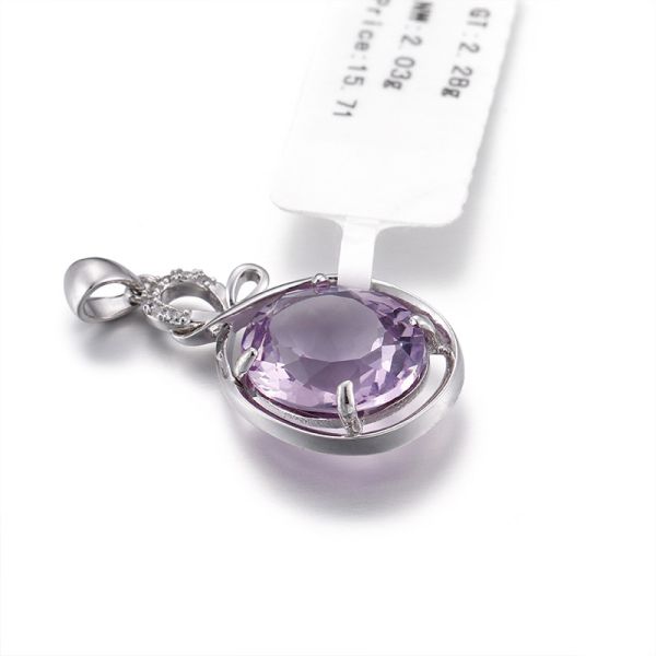 Buy 1.99g Pear Shaped Amethyst Pendant Unisex February Birthstone Charms at wholesale prices