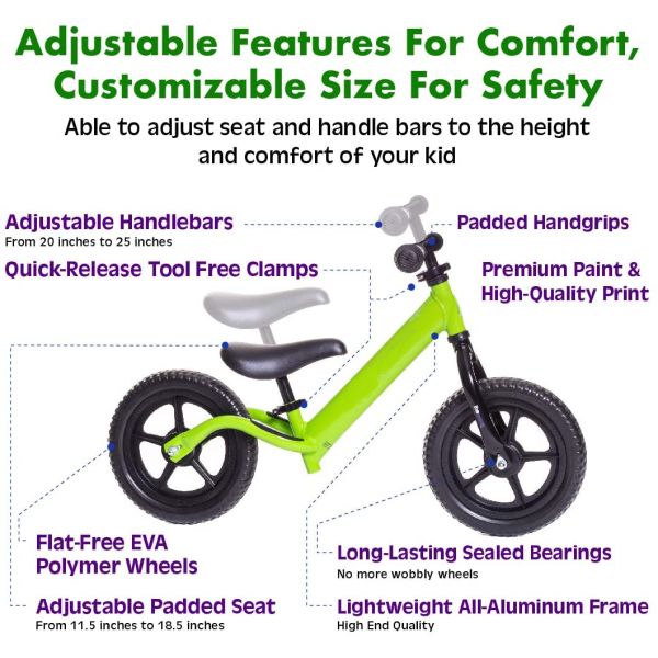 Soft-tail Frame 18 INCH Steel Rim Lightweight Balance Bike for Toddlers and Kids