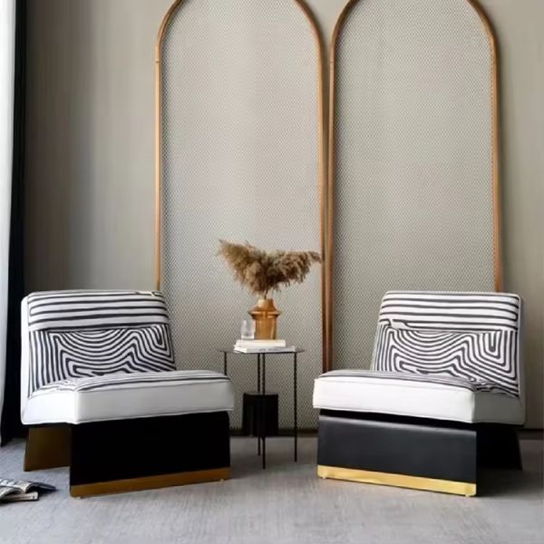 Velvet Fabric Upholstered Single Sofa Lounge Chair Modern Living Room Furniture Minimalist Comfortable Design