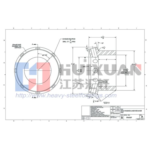 Carbon steel 1040 , 45# hold-down nut , 1040 nut Open Die Forgings EF+LF+VD