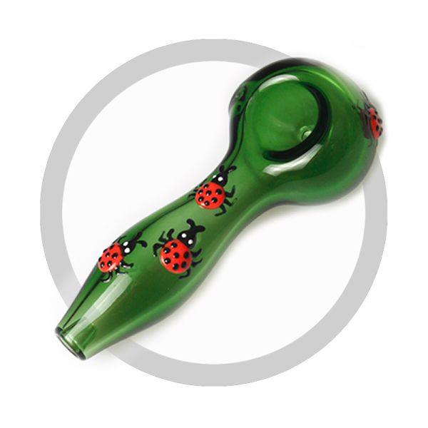 Ladybird Small Hand Blown Glass Pipe , Pocket Glass Tobacco Pipe Night Luminous