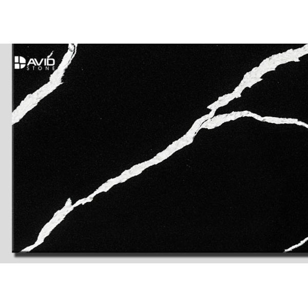 Black White Stripe Quartz Stone Slab Calacatta Style Wear Resistant Anti Scratch