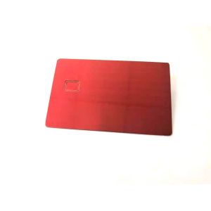 China Red 1.2mm Metal Membership Card With Chip Brush Finishing on sale