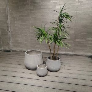 Durable White Fiber Clay Planter with Drainage Holes