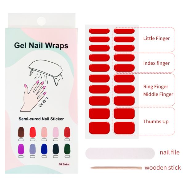 OEM Accept Korea Semi Cured Gel Nail Sticker New Technology Nail Wraps Factory China