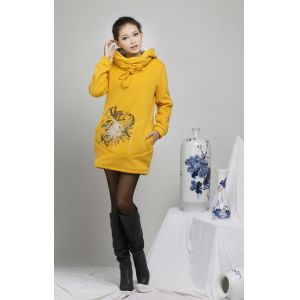 Autumn Ladies Hooded Sweatshirts , Cotton OEM Embroidered