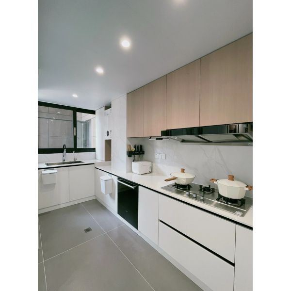 Buy Custom 3D Design Modern Melamine Particle Board Wood Kitchen Cabinet at wholesale prices