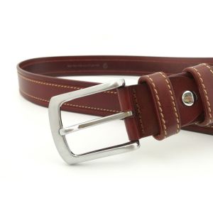 ODM 3.5cm Classic Buckle Mens Brown Leather Dress Belt
