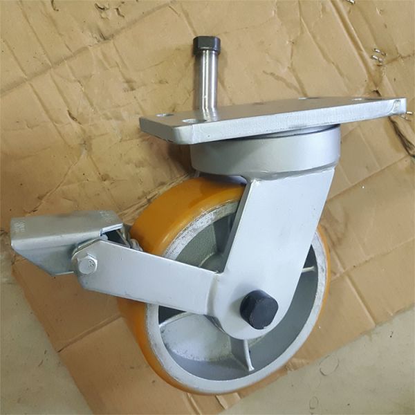 8x3 inch Wide Caster Wheels 3300lbs Ultra Heavy Duty Iron PU Kingpinless Front