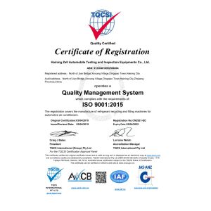 Haining Zell Automobile Testing And Inspection Equipments Co., Ltd. Certifications