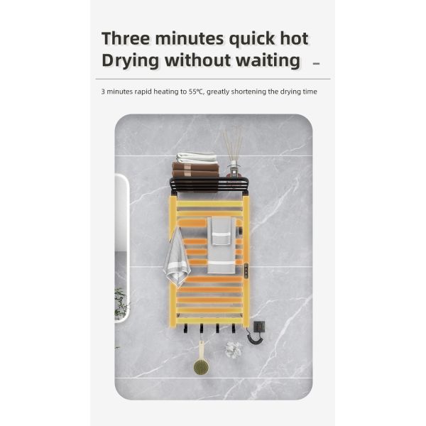 Water and Electric Heated Dual Towel Rail Rack for Wall Mounted Bathroom Installation