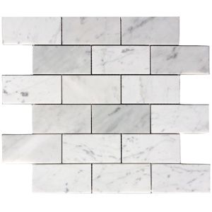 Large Decorative Marble Mosaic Subway Tile Beveled Mesh For Tea Room
