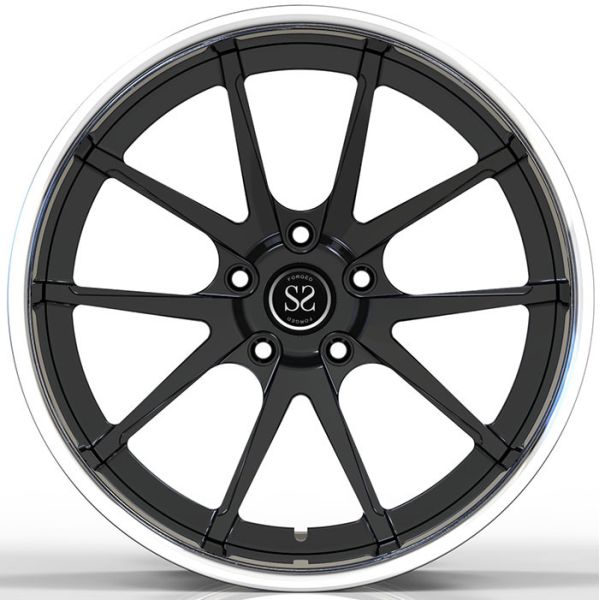 22x10 ET35 22x11.5 ET30 Custom Forged 2-PC Rims Polished Lip And Gloss Black Disc