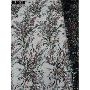 Luxury ladys dress black handmade beaded bridal handmade bead fabric Bead lace