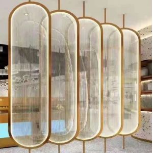 Metal frame aluminum stained colour glass acrylic room divider panel
