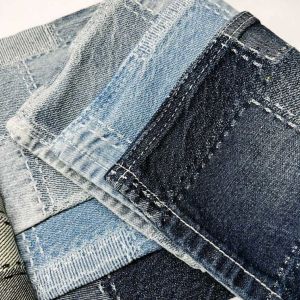 Cotton Blend Stitching Lattice Jacquard Denim Fabric Jean Material Fabric For