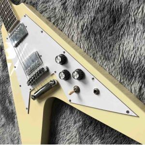Custom Grand V Shaped Electric Guitar in Cream White