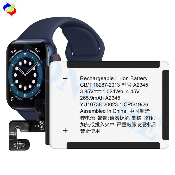 Lithium ion rechargeable iWatch internal battery A2345 for Watch Series 6 40mm 3.85V 265.9mAh