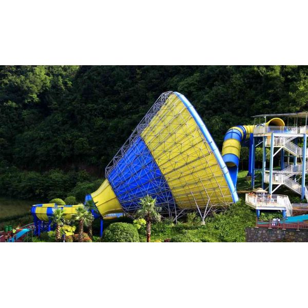 Fiberglass Super Tornado Water Slide 14.6m Platform Height Easy Maintenance for Family Fun