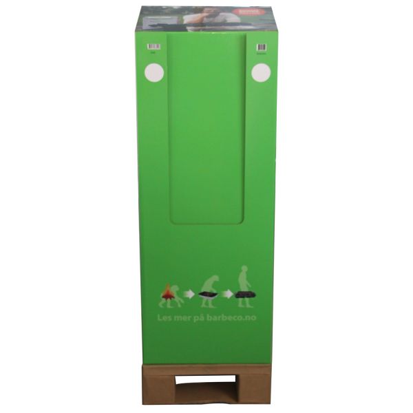 Square Shape Cardboard Shipper Display Green Color Varnishing Surface Treatment