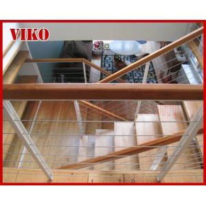 Steel Cable Stair VK71SC Aluminum Baluster Treed BeechGlass Handrail 304